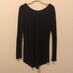 Zara open back semi sheer black long sleeve Top